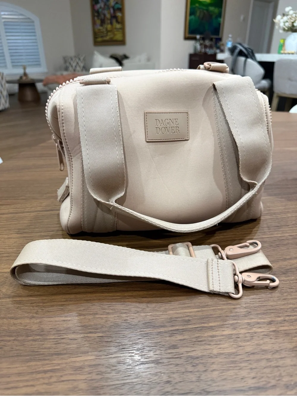 Dagne Dover Mini Duffel Crossbody Bag in Blush Beige - Picture 7 of 7